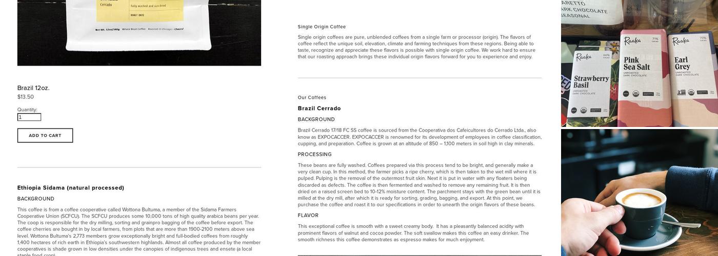 Printer's Row Coffee Co. Menu