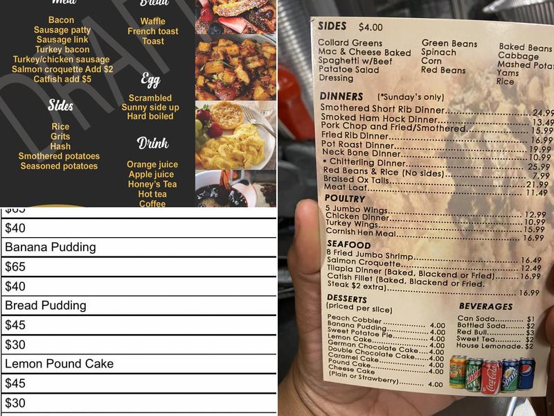 Sugar Baby's Cafe Menu
