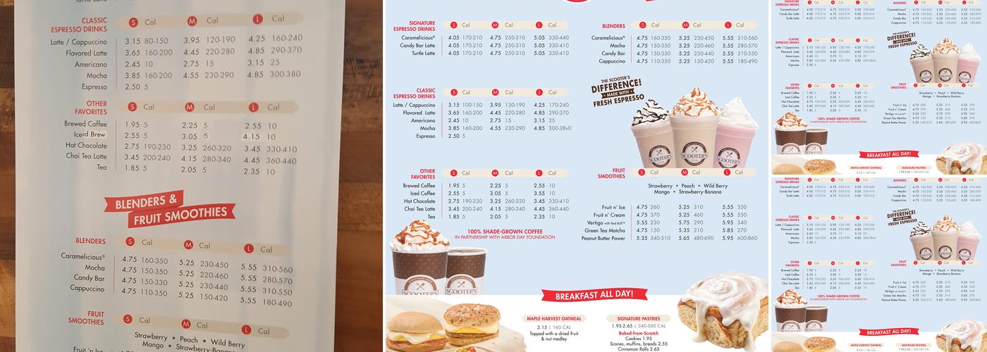 Scooter's Coffee Menu