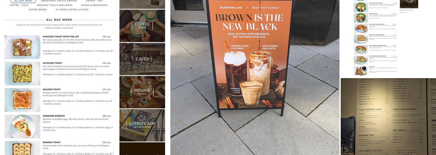 Bluestone Lane Metro Center Coffee Shop Menu