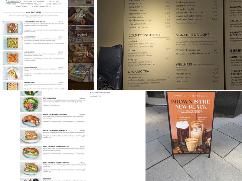 Bluestone Lane Metro Center Coffee Shop Menu