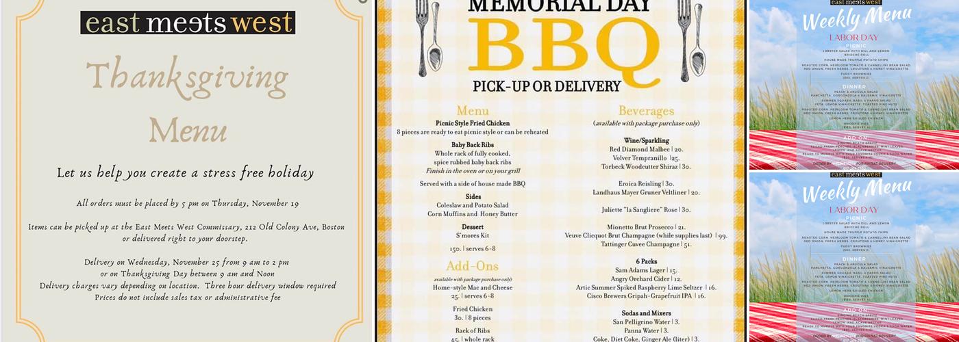 East Meets West Catering Menu