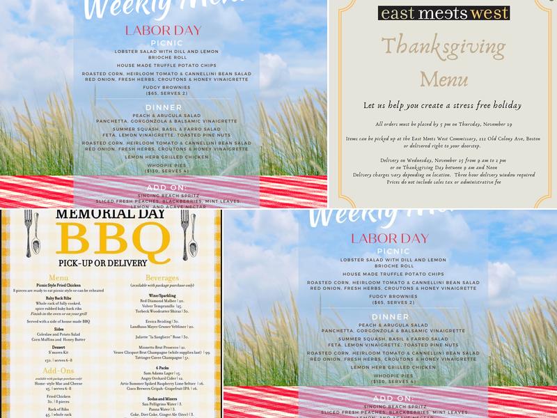 East Meets West Catering Menu