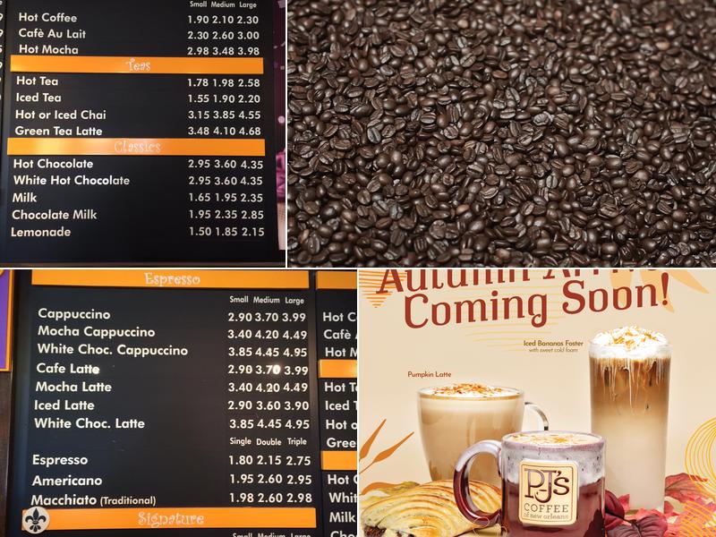 PJ's Coffee Menu
