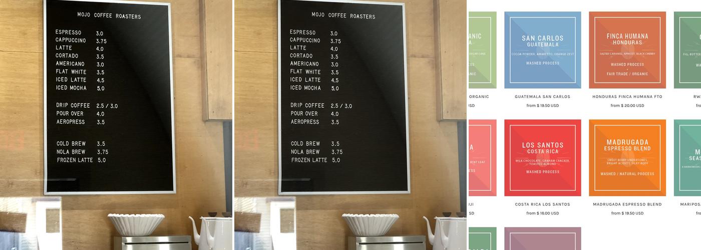 Mojo Coffee Roasters Menu