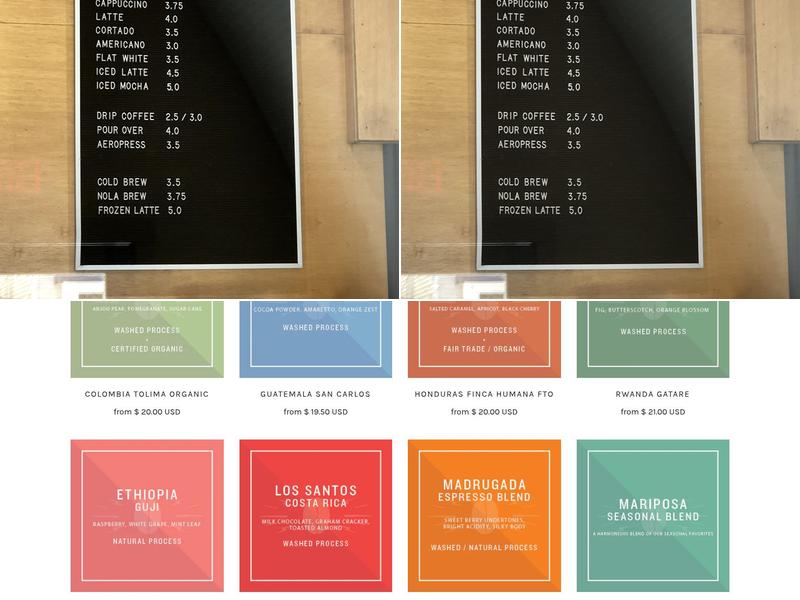 Mojo Coffee Roasters Menu