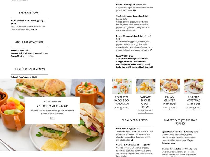 Water Street Coffee Roaster Menu