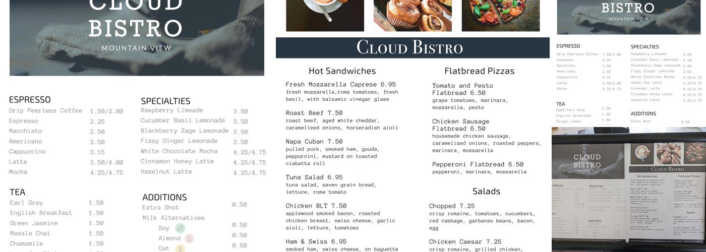 Cloud Bistro Menu