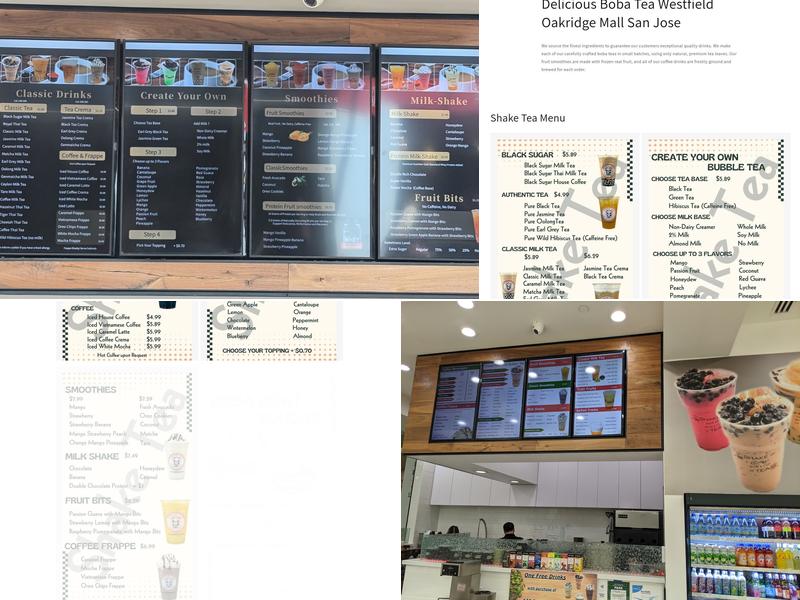 Shake Tea Menu