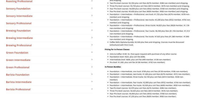 First Crack Coffee Menu