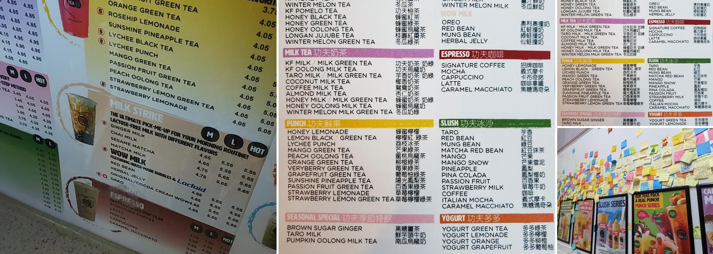 Kung Fu Tea Menu