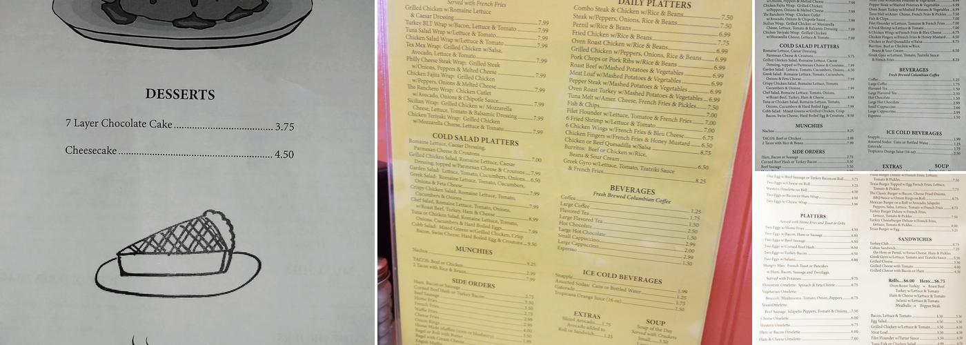 Albert's Coffee Shop Menu
