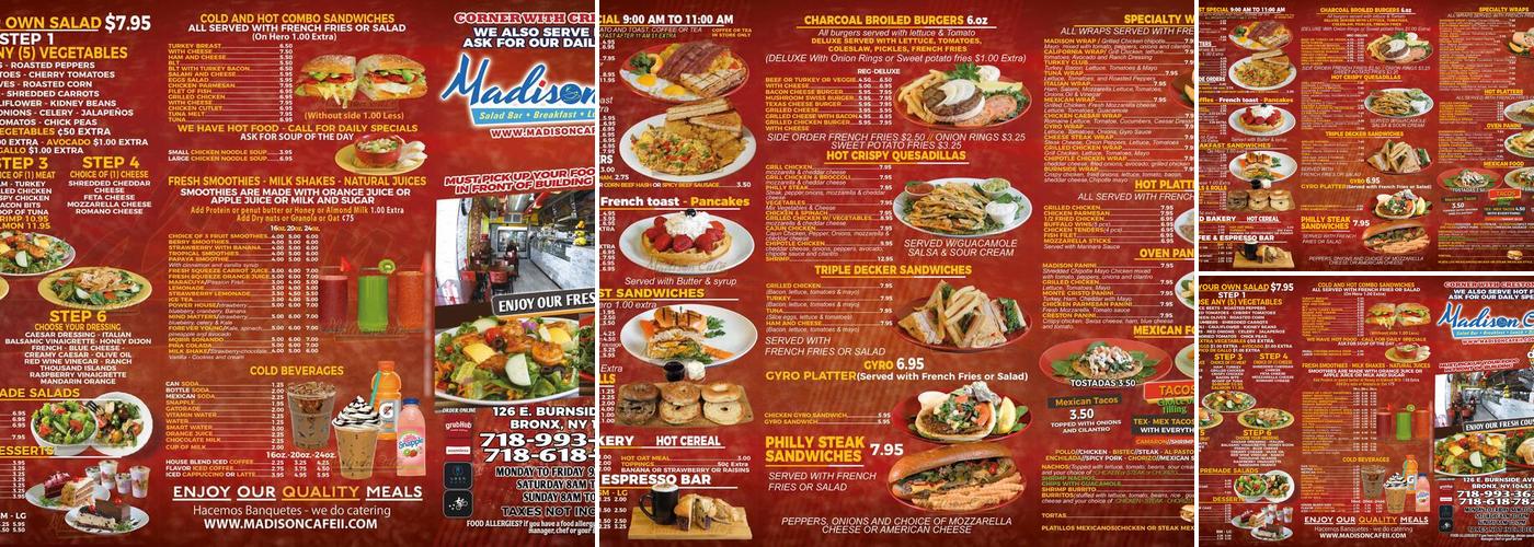 Madison Cafe Menu
