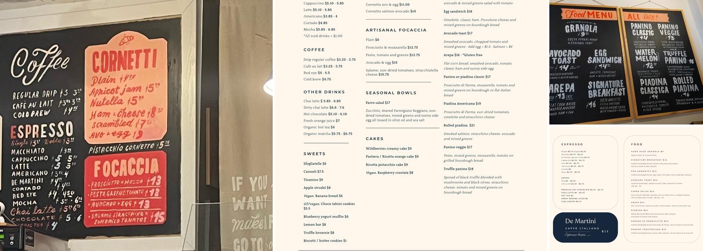 Caffè De Martini Menu