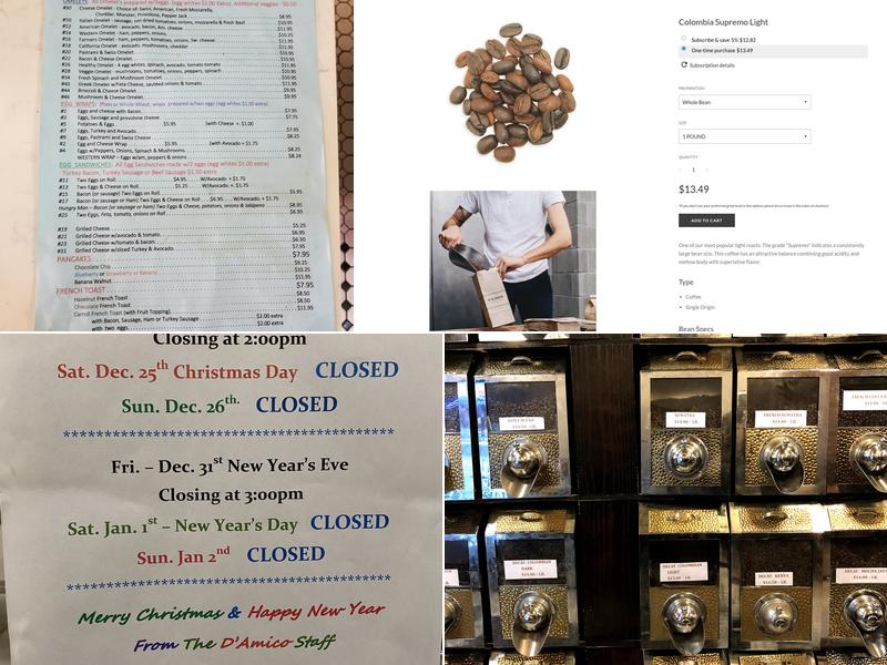 D'Amico Coffee Menu