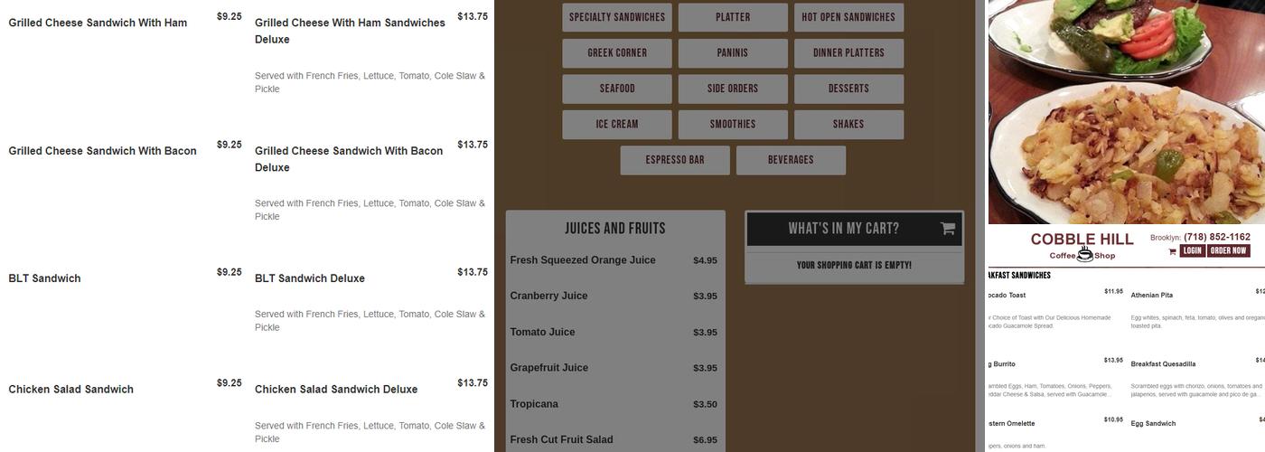 Cobble Hill Coffee Shop Menu