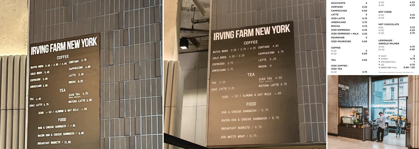 Irving Farm New York Menu