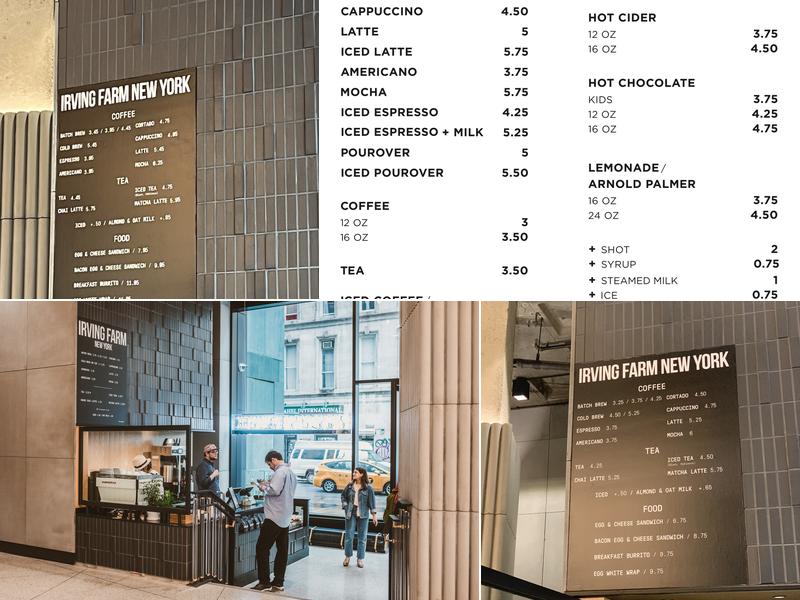 Irving Farm New York Menu