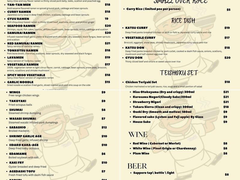 Tabata Menu