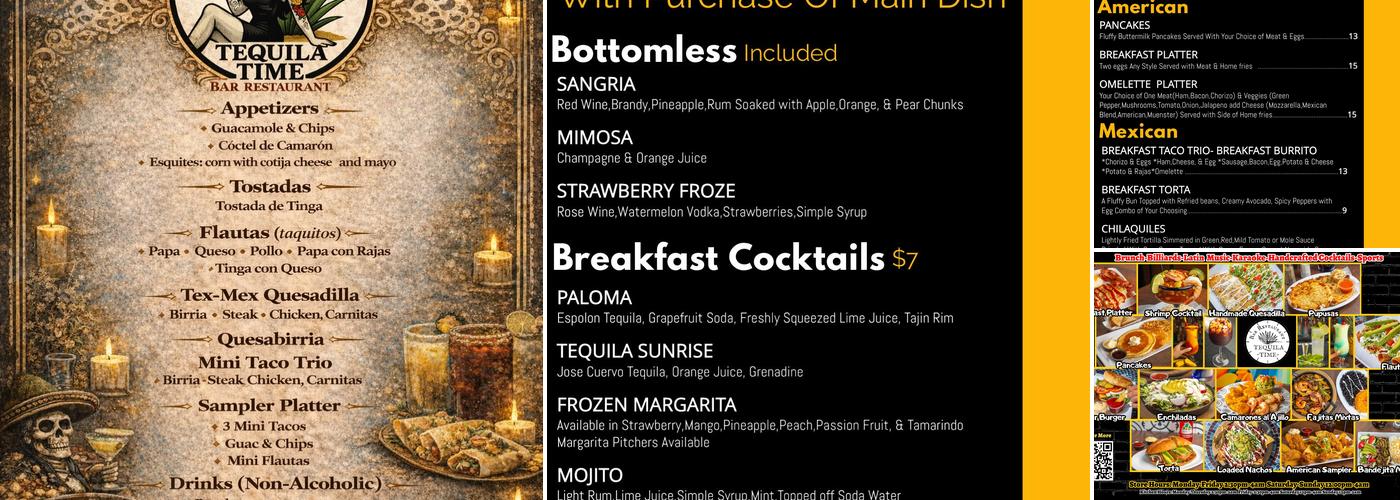 Tequila Time Bar Cafe Menu