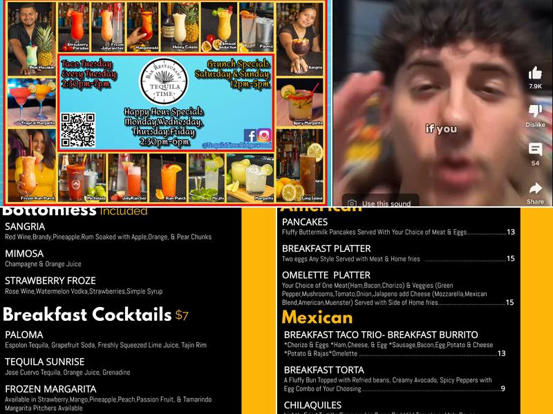 Tequila Time Bar Cafe Menu