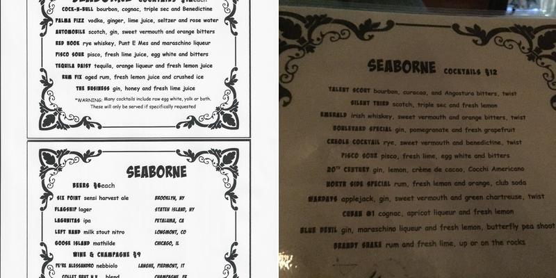 Seaborne Menu