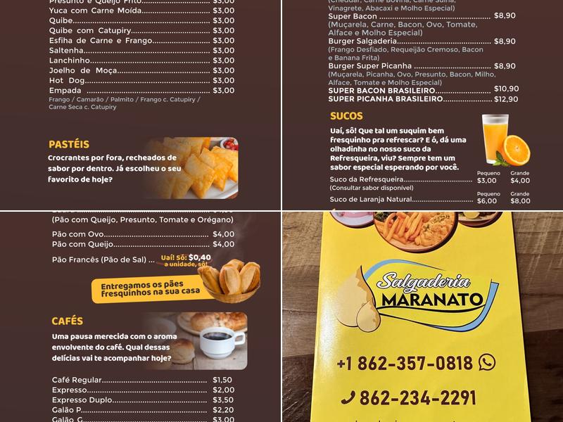 Salgaderia Maranato Menu