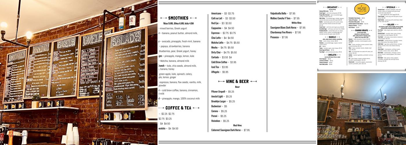 Muse Cafe and Tea Menu