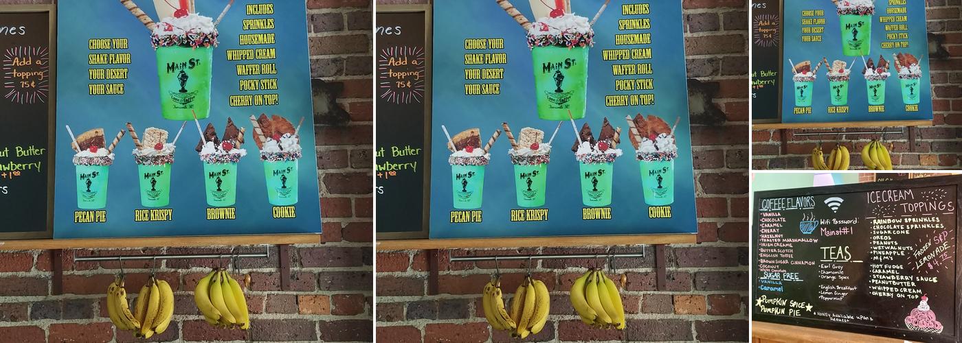 Main St. Cone & Coffee Menu