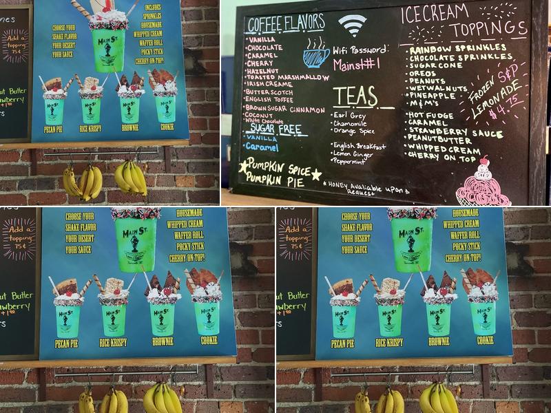 Main St. Cone & Coffee Menu