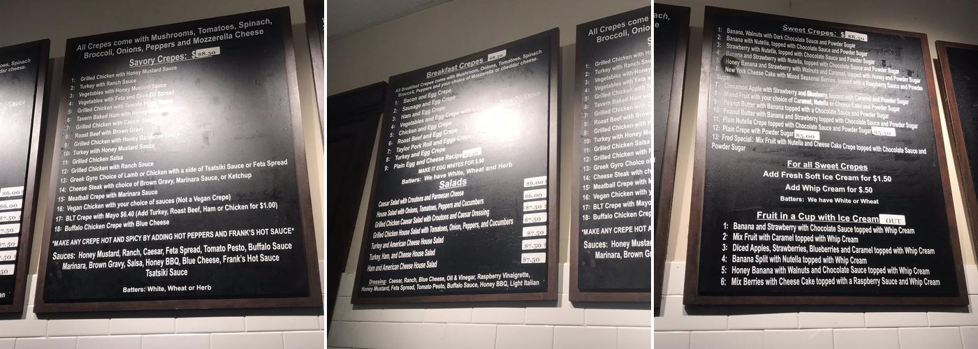 Pari Cafe' Creperie Menu