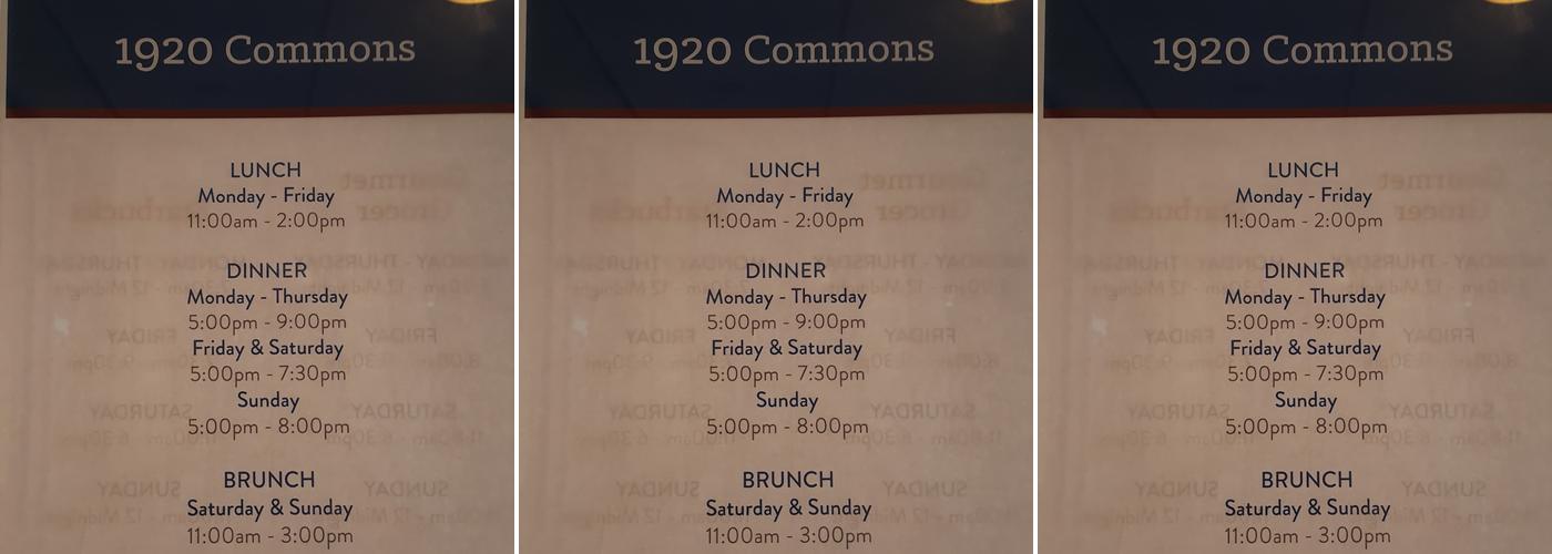 Class of 1920 Commons Menu