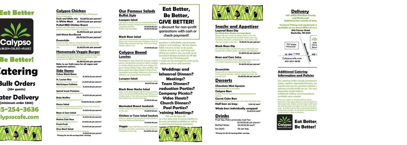 Calypso Cafe Catering & Business Office Menu