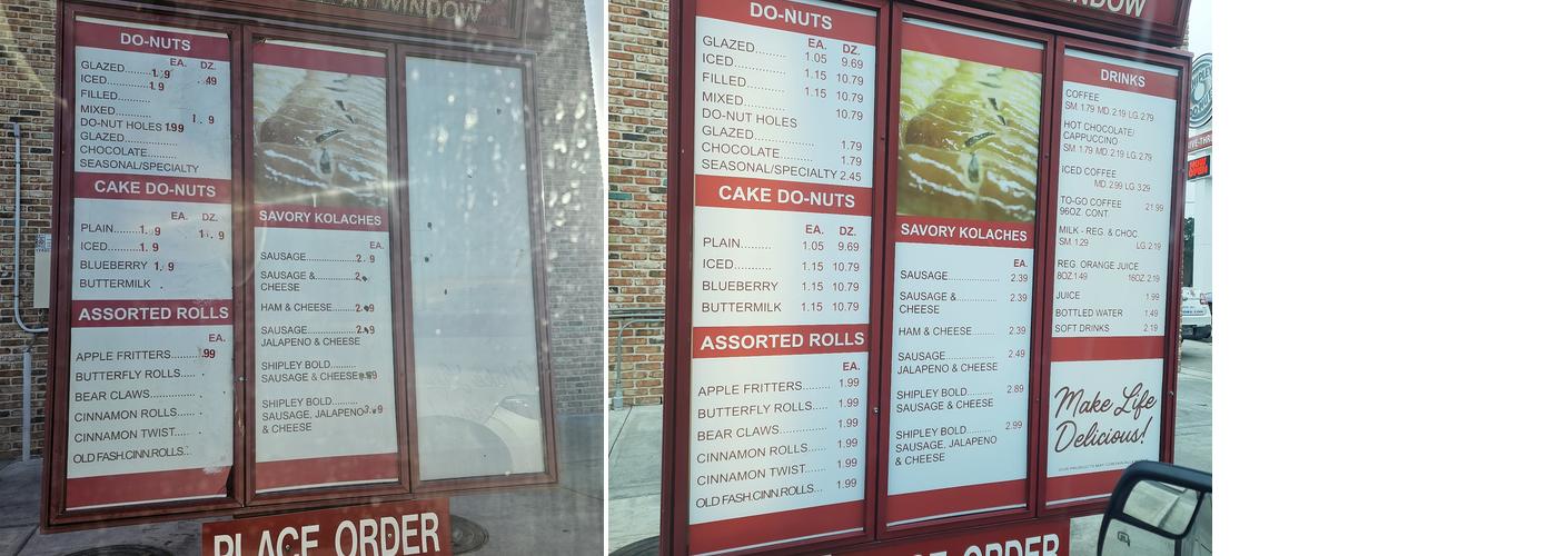 Shipley Do-Nuts Menu