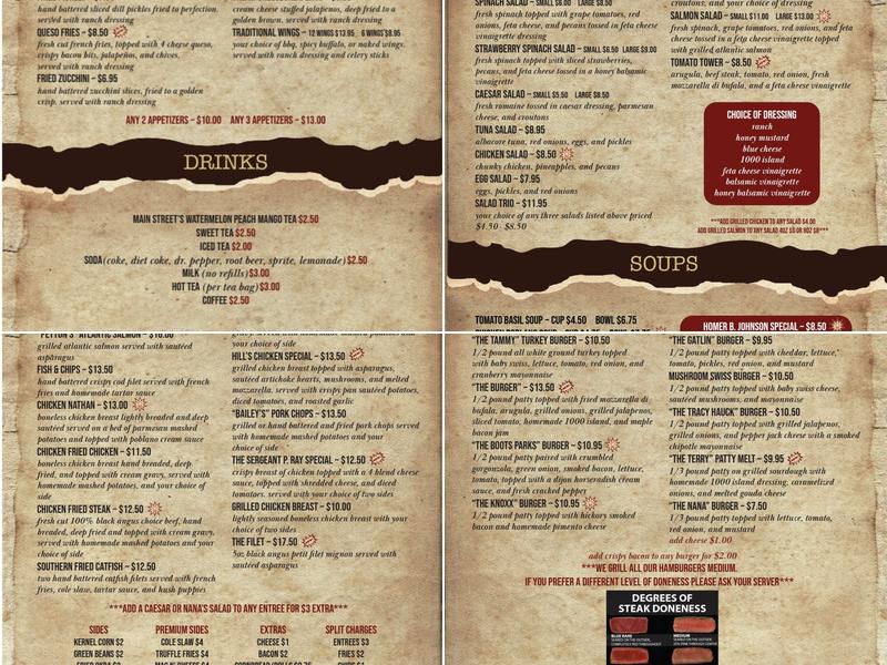 Main Cafe + kitchen Menu