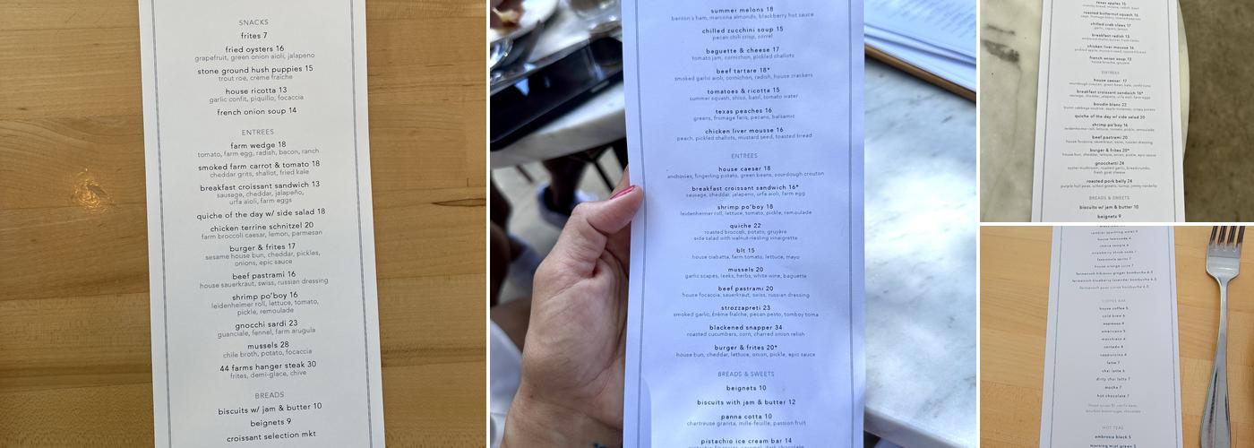 épicerie Menu