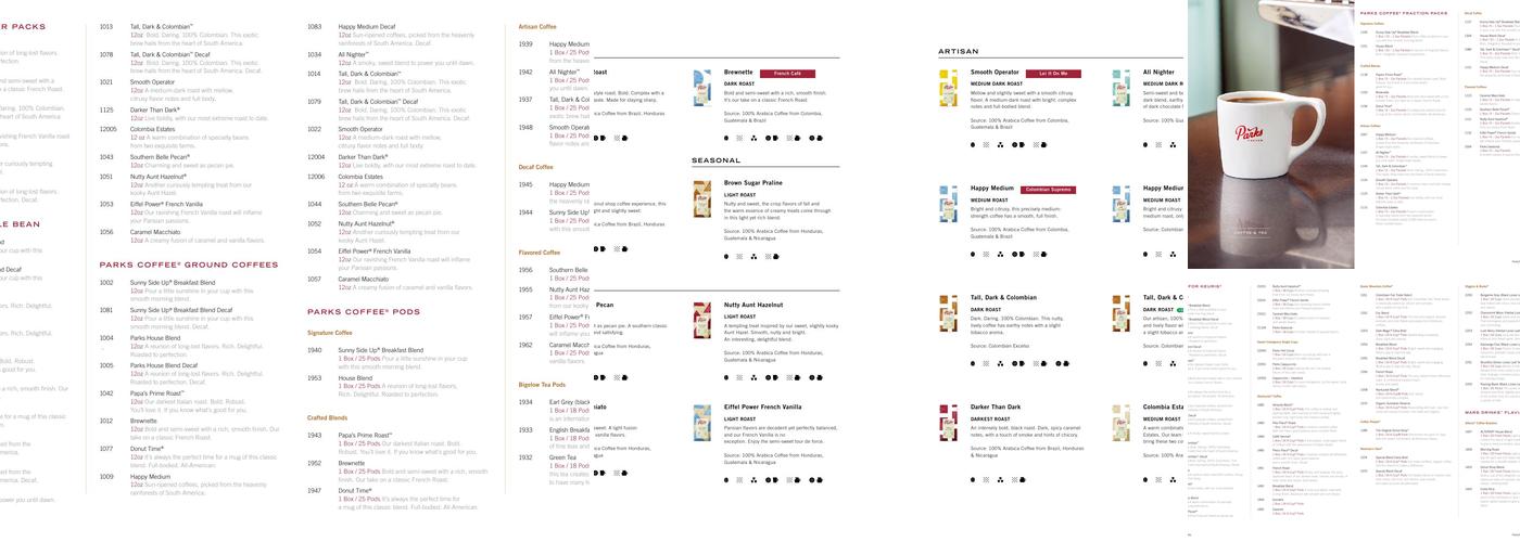 Parks Warehouse Menu