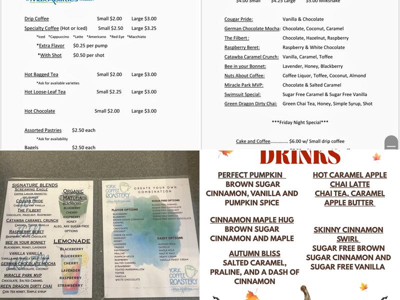 York Coffee Roastery Menu