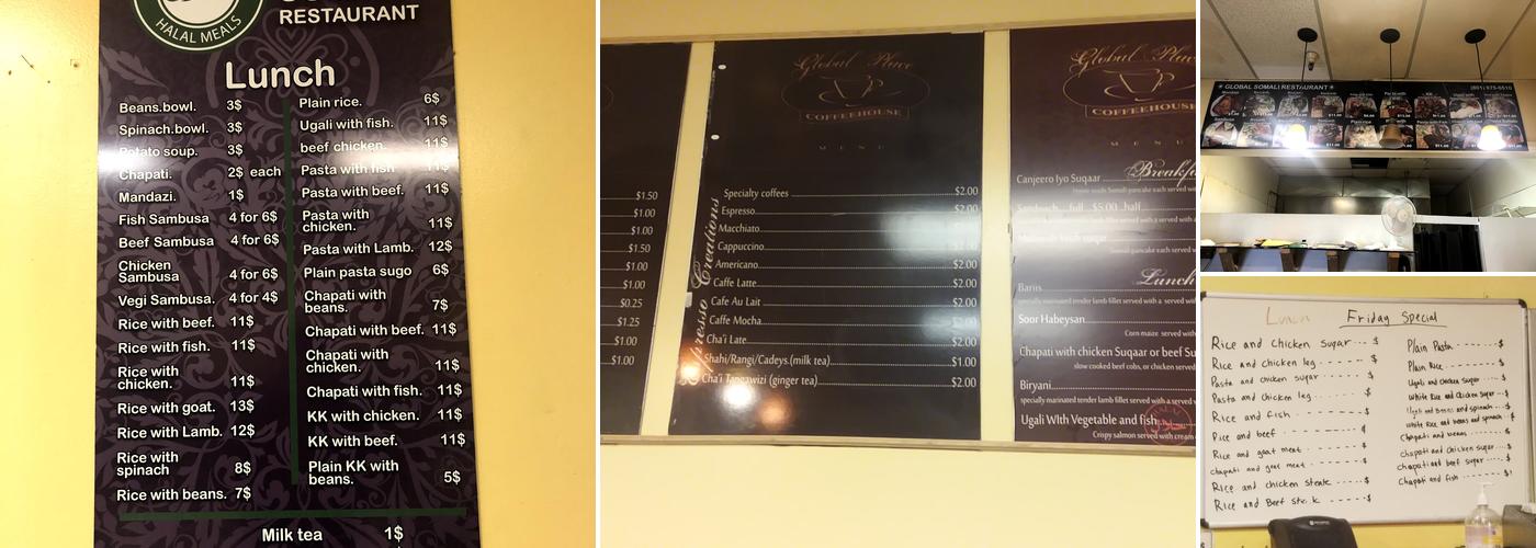 Global Place Somali Restaurant Menu