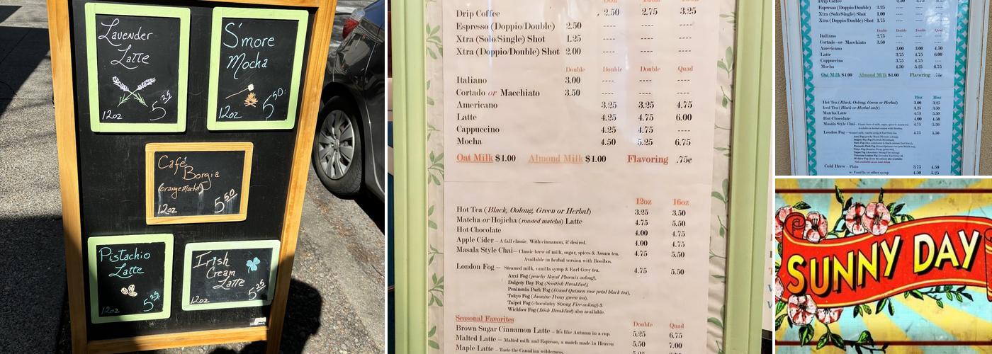 Sunny Day Coffee & Pastry Menu