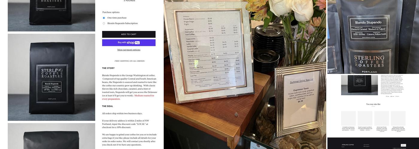 Sterling Coffee Roasters Menu