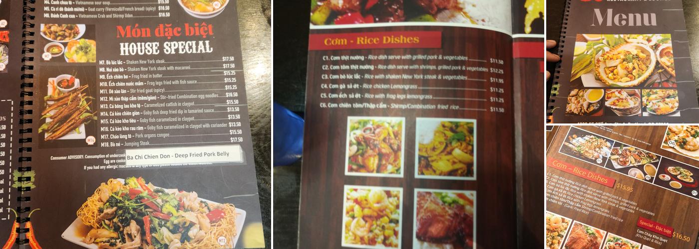 Oc House Menu