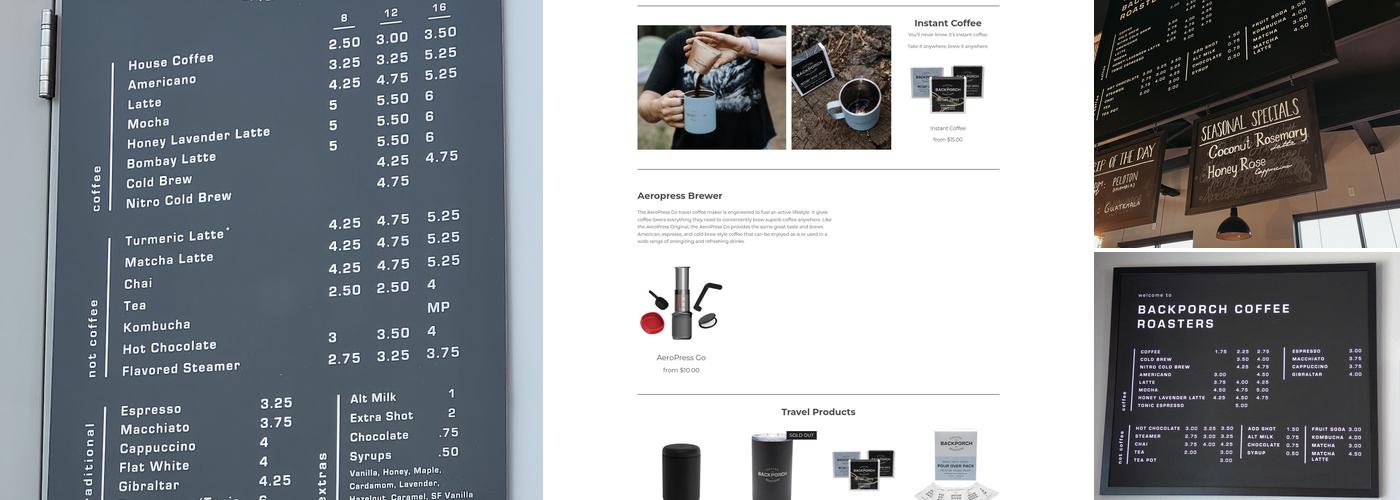 Backporch Coffee Roasters- Drive Up Menu