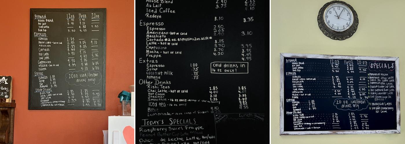 Hillside Coffeehouse Menu