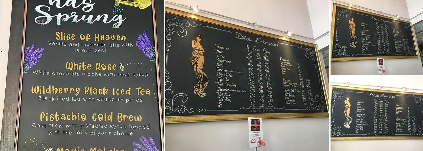 Diva Espresso Menu