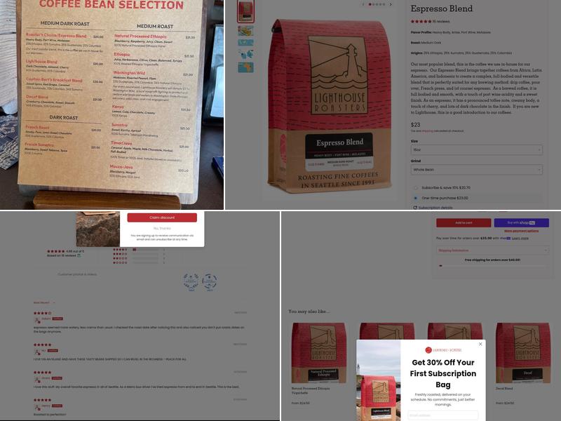 Lighthouse Roasters Menu