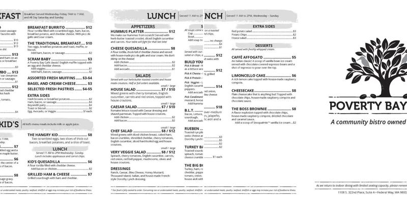 Poverty Bay Coffee Roasters Menu