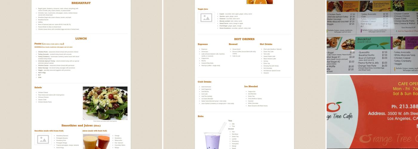 Orange Tree Cafe Menu