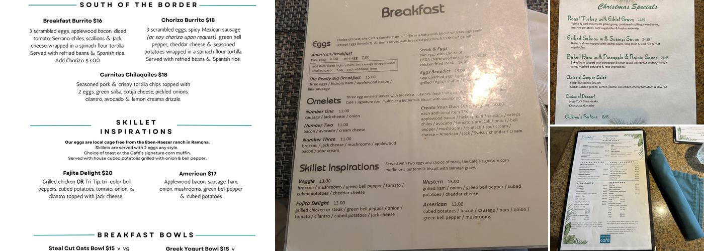 Point Loma Cafe Menu