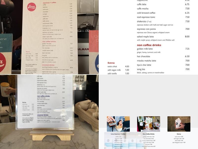 Linea Coffee Roasting + Caffe Menu